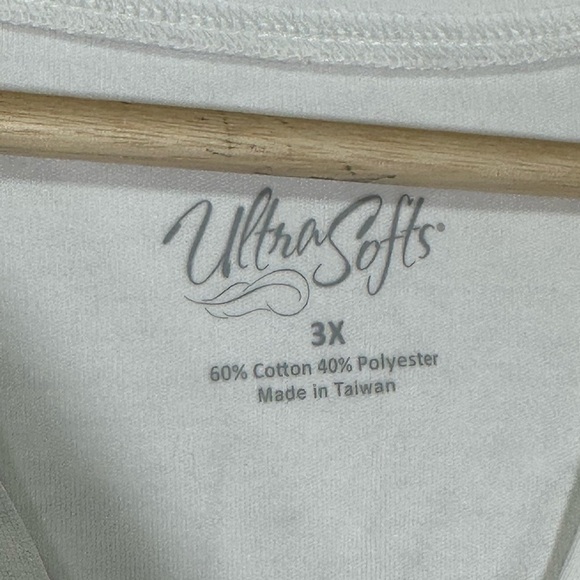 NWT Ultrasofts Classic Button-Front Cardigan - Long Sleeves Pockets - 3X White - Picture 3 of 4